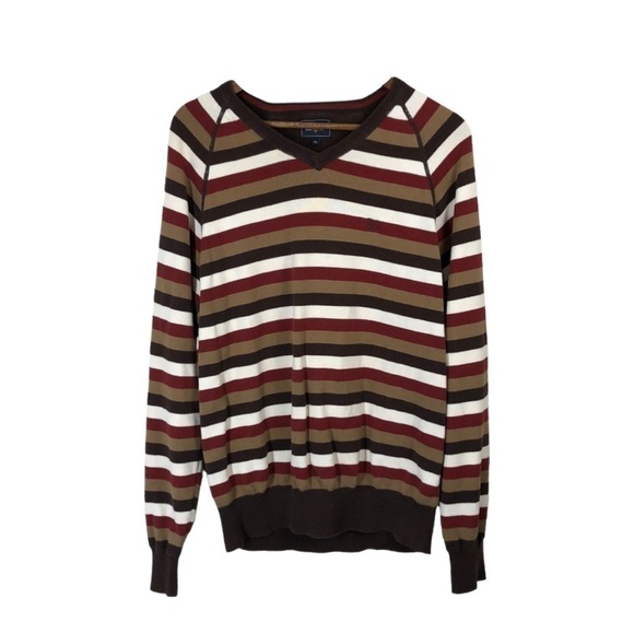COTTONFIELD Vintage Brown Striped Dad Sweater XL - Picture 1 of 6